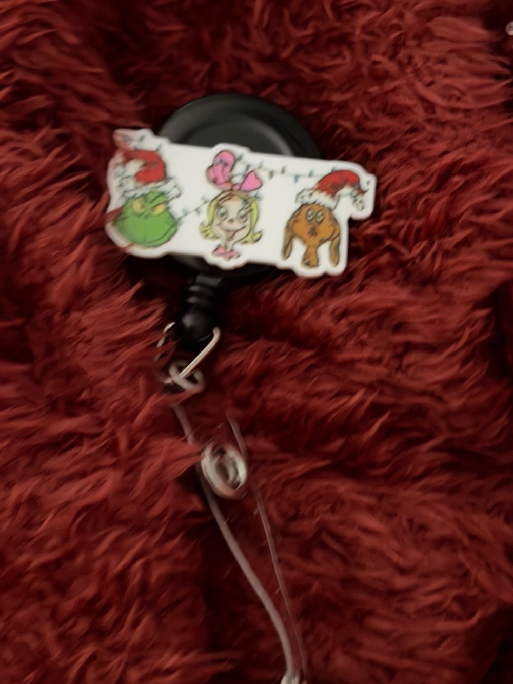 Black Retractable Badge Reel with Holiday Character Design